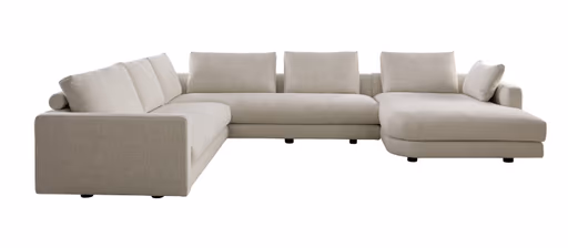 Ecksofa Cuneo Select - Ecke links, 2-Sitzer, Longchair rechts, Stoff, Offwhite