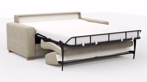 Sofa Lakeville - 2-Sitzer inkl. Schlaffunktion, Gestell Schwarz, Stoff, Beige