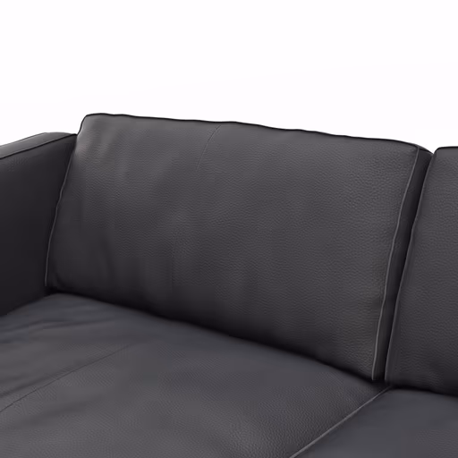 Sofa Aprino 3 - 3,5-Sitzer L, Dickleder, schwarz, Armlehne Kissen