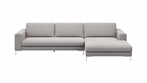 Ecksofa Solano - 2,5-Sitzer mit Longchair Rechts, Boucle, Hellgrau