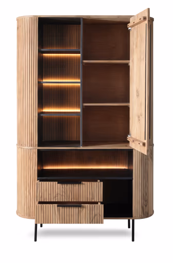 Highboard - mit Beleuchtung, B ca. 118 cm, Akazie massiv