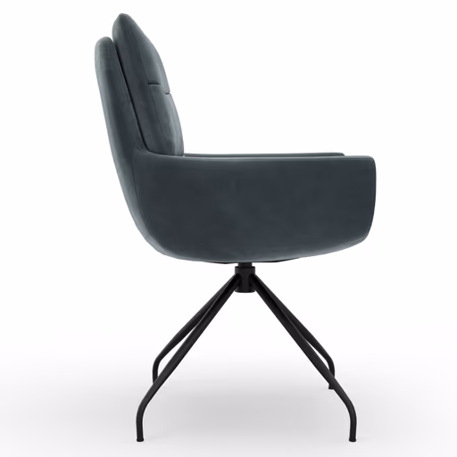 Armlehnstuhl Jukka - Stoff, Jade, Stativ, Schwarz, Drehbar