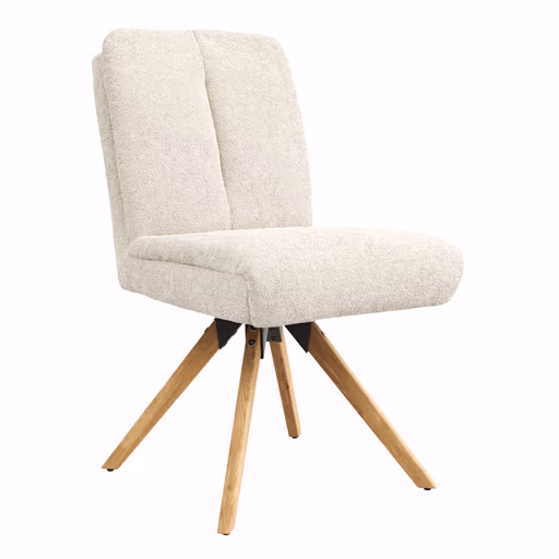 Stuhl Evania - Dreh und Relax-Funktion, niedriger Rücken, Stoff, Creme