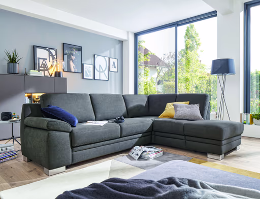 Ecksofa Tavira - 2,5-Sitzer mit Ecke rechts, Stoff, Anthrazit