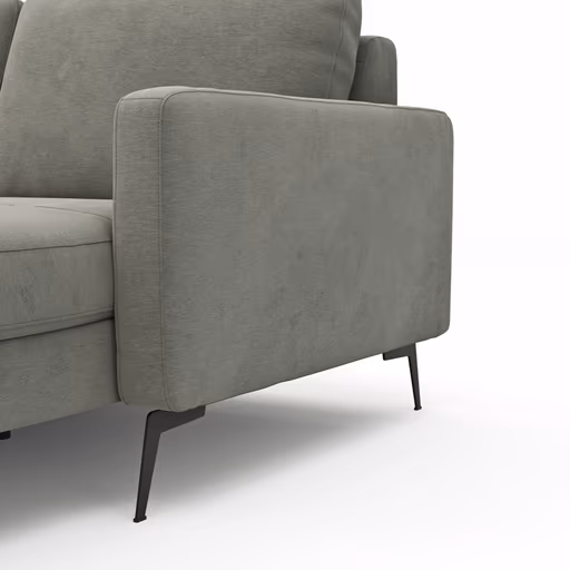 Wohnlandschaft Enna - Ecke links, 2,5-Sitzer, Longchair rechts, Stoff, Grau