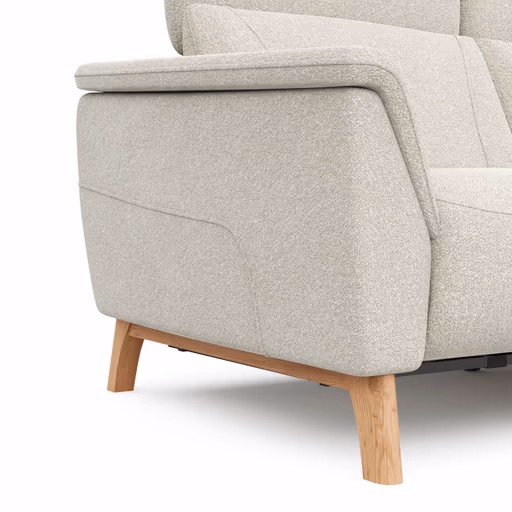 Ecksofa Nevin - 2-Sitzer mit Longchair rechts, inkl. Relaxfunktion (motorisch) und Kopfpolsterverstellung, Stoff, Weiß