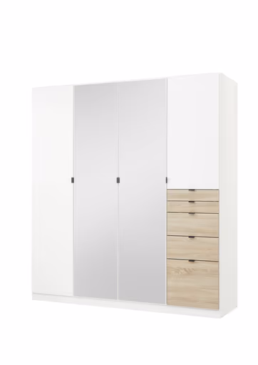 Drehtürenschrank ROVANO- B ca. 180 cm, Weiß, Spiegel