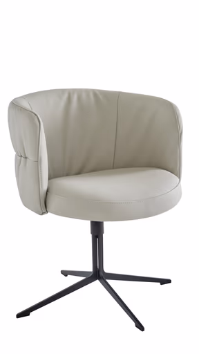 Armlehnstuhl Milana - drehbar, Leder, Offwhite