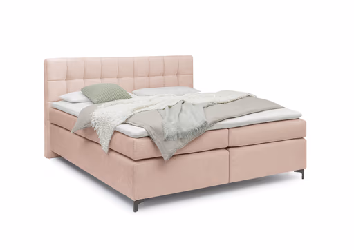 Boxspringbett HINDA- Liegefläche ca. 180x200 cm, Stoff, Altrosa