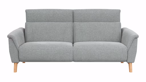 Sofa Nevin - 3-Sitzer inkl. Kopfpolsterverstellung, Stoff, Silbergrau