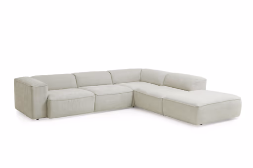 Ecksofa - 3-Sitzer mit Ecke rechts, Stoff, Natur