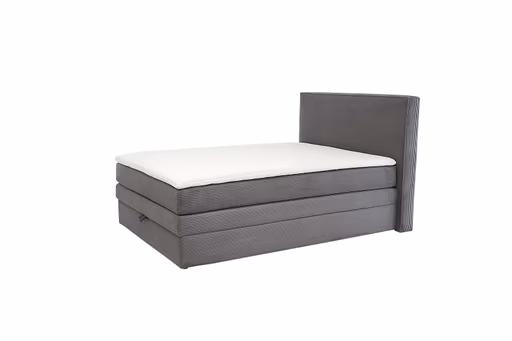 Boxspringbett JANETT- Liegefläche ca. 140x200 cm, Stoff, Grau