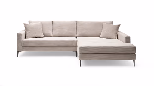 Ecksofa- 3-Sitzer, Ecke rechts, Stoff, Beige