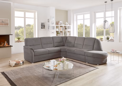 Ecksofa - 2,5-Sitzer mit Ecke rechts, Stoff, Grau