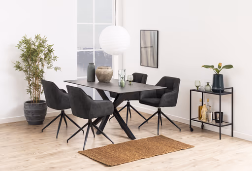 Esstisch ABBIGAIL - LB ca. 160x90 cm, Schwarz