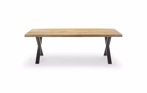 Esstisch - LB ca. 240x100 cm, Eiche; Massiv, Geölt, Baumkante, Schwarz