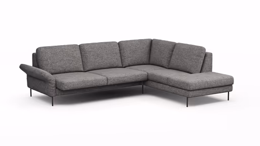 Ecksofa Enna - 3-Sitzer, Ecke rechts, Sitzvorzug (motorisch), Stoff, Graphit