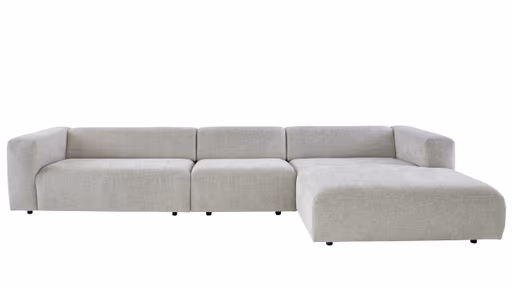 Ecksofa Caruso - 3-Sitzer, Longchair rechts, Stoff, Graubeige