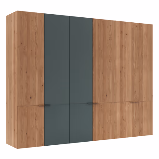 Drehtürenschrank Matera, B ca. 302, Ethno Eiche, Glas, blaugrün