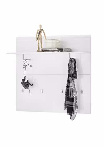 Garderobenpaneel- Weiß, Weiß, Hochglanz