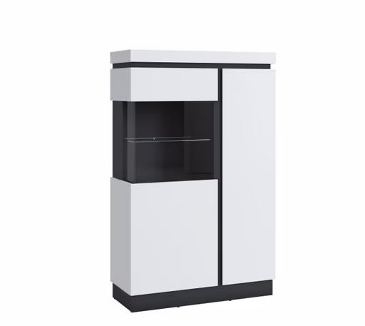 Highboard-Vitrine - Alpinweiß, Anthrazit