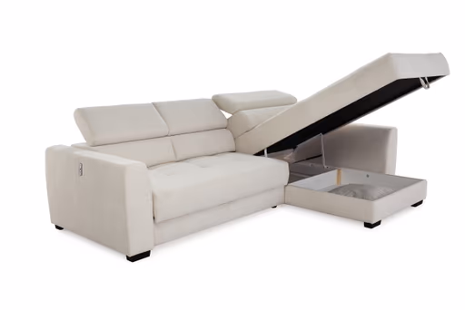 Ecksofa - 2-Sitzer, Ecke rechts, Stoff, Beige