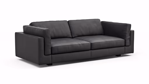 Sofa Aprino 3 - 3,5-Sitzer L, Dickleder, schwarz, Armlehne Kissen