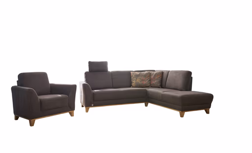 Ecksofa - 2,5 Sitzer mit Ecke Rechts, Stoff, Braun