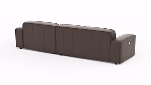 Ecksofa Denver - 2,5-Sitzer mit Longchair rechts, groß, inkl. Sitzvorzug (motorisch), Leder, Mocca