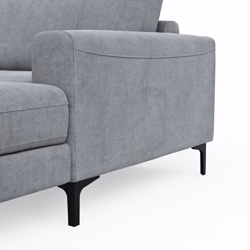 Wohnlandschaft Oviedo - Ecke links mit 2-Sitzer und Longchair rechts, Stoff, Grau