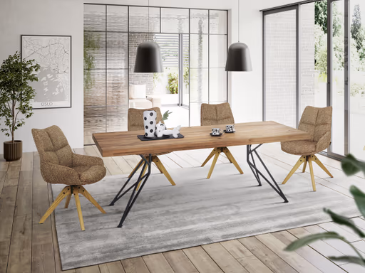 Armlehnstuhl MATTEA - drehbar, Stoff, Bordeaux