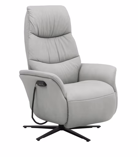 Fernsehsessel EM Coburg - Relaxfunktion elektrisch, Leder, grau