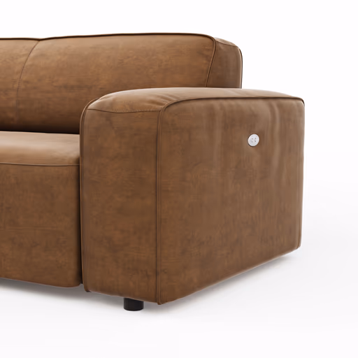 Ecksofa Denver - Longchair links mit 2,5-Sitzer inkl. Sitzvorzug (motorisch), Stoff, Braun