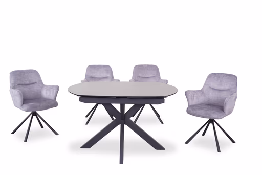 Armlehnstuhl MIRYA - drehbar, Stoff, Silberfarben