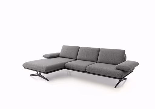 Ecksofa - Longchair links mit 2,5-Sitzer, Rückenlehne/Armlehne verstellbar, Stoff, Grau