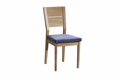 Stuhl - Wildeiche massiv, Stoff Dunkelblau
