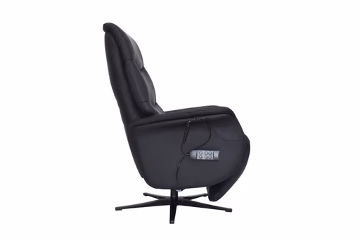 TV-Sessel MAREK - drehbar, Relaxfunktion, Kopfteilverstellung, Leder, Schwarz