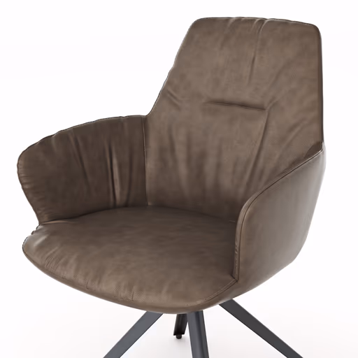 Armlehnstuhl Pegara - Leder, Ash, Gestell, Anthrazit