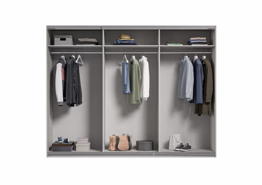 Schwebetürenschrank RIVASA- B ca. 271 cm, Champagner, Spiegel