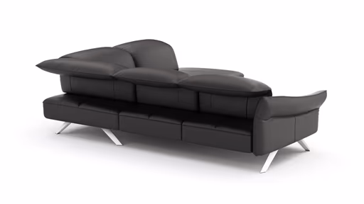 Ecksofa Bormio - 2,5-Sitzer mit Ecke rechts inklusive Relaxfunktion (motorisch), Leder, Schwarz