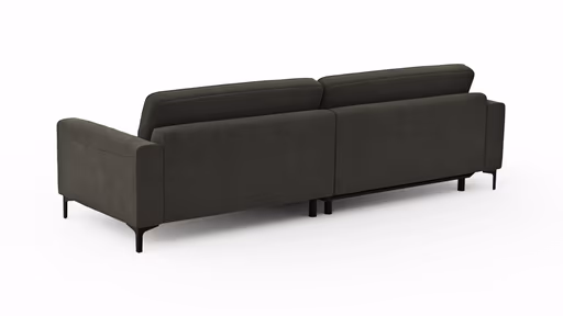 Ecksofa Oviedo - Longchair links mit 1,5-Sitzer inkl. Relaxfunktion (motorisch), Stoff, Braungrün