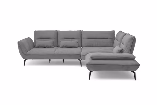 Ecksofa PAYTON - 2,5-Sitzer, Ecke rechts inkl. Rückenneigung, Armteilverstellung, Stoff, Grau