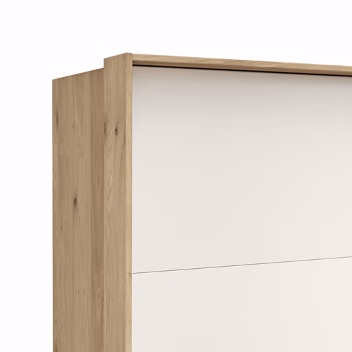 Schwebetürenschrank Viana - B ca. 218 cm, Furnier, Balkeneiche, Weiß