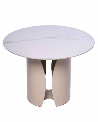 Couchtisch - Ø/H ca. 60x42 cm, Marmoroptik hell, Cremeweiß