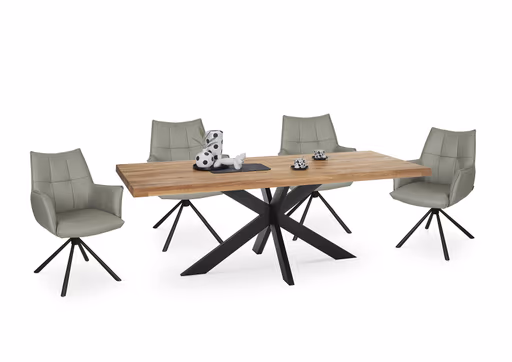 Armlehnstuhl MAKANA - drehbar, Stoff, Hellgrau