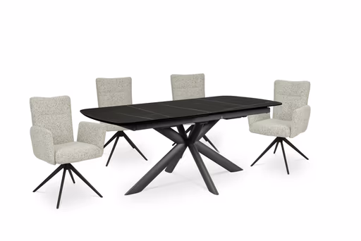 Stuhl MYLENE - drehbar, Stoff, Schwarz-Weiß