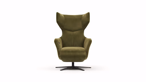 Sessel Noto Relax II - Rückenlehne und Fußteil verstellbar (motorisch), Velour, Schlammgrün
