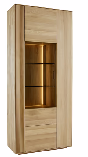 Vitrine Estana - inkl. Beleuchtung, Eiche massiv, legno
