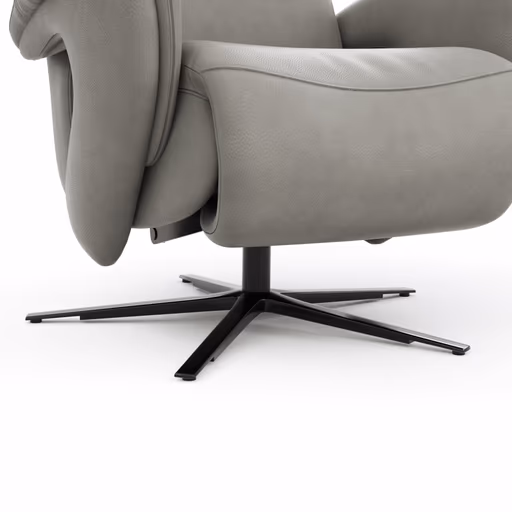 Sessel Tulsa Relax - Größe L, inkl. Maxirücken und Kopf-/Fußteil/Rückenlehne verstellbar, Leder, Graubeige