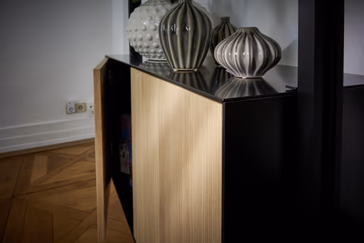 Regal Edge - B ca. 190 cm, Eiche, Weiß, Lack, Schwarz